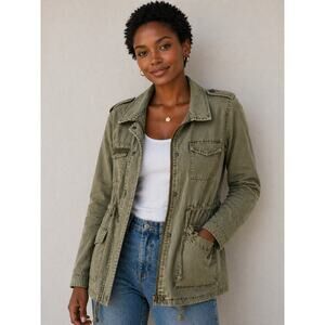 Rubbish - Green Military Style Pockets Cinch Waist Cotton Jacket size XS